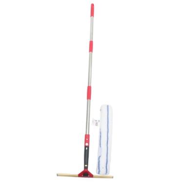 Imagem de 1set Microfiber Window Squeegee and Scrubber with Extendable Pole for Home Car and Bathroom Cleaning Flexible Easy to Use for Fogged Mirrors and Shower Doors