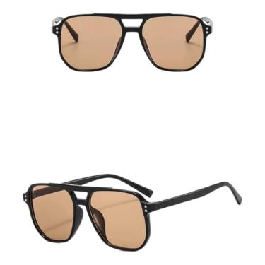 Imagem de Óculos De Sol Feminino Estilo Blogueira Lente Marrom Amarela Quadrado Uv(Marrom)