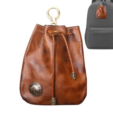 Imagem de Bolsa de couro,Bolsa de couro,Bolsa de mudança vintage - Bolsa de couro genuíno para troca de cordão, porta-chaves, bolsa organizadora de moedas para chaves