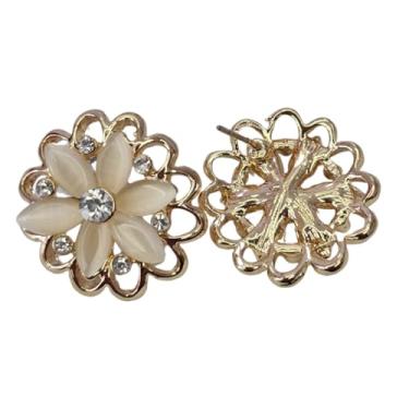 Imagem de Brinco Folheado Zircônias Margarida Leitosa Dourado