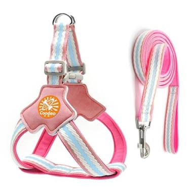 Imagem de COODEO Peitoral antipuxão para cães com tiras refletivas e acolchoamento respirável e design antiescape, treinamento e caminhada de cães com ajuste rápido (rosa, PP)