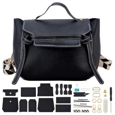 Imagem de WEBEEDY Kit de confecção de bolsa de couro PU DIY kit de costura transversal DIY com instruções, kit de tricô crochê todos os materiais para mulheres, aniversário, Natal, bolsa feita à mão, presente
