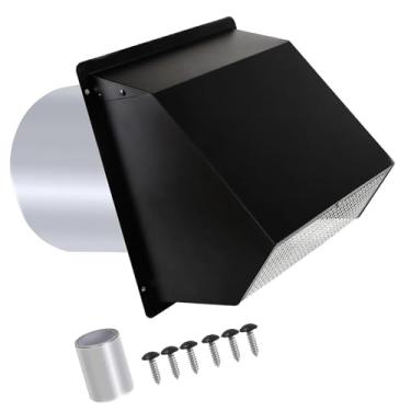 Imagem de Bothyi Tampa de ventilação de secadora para montagem na parede externa, garagem, multifuncional, escritório, substituição, exaustor de secadora, capa de, 8 Inch Black