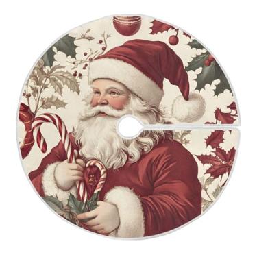 Imagem de SEHANY Saia para árvore de Natal, 122 cm, Papai Noel, vermelha, decoração de árvore de Natal, tapetes para decoração de festa de Natal em casa
