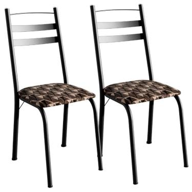 Imagem de Kit 2 Cadeiras Tubular America 061 Preto Assento Mosaico Palha Artef