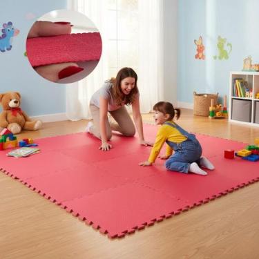 Imagem de Kit 4 Placas Tapete Tatame EVA 50x50cm 20mm 8 Bordas Emborrachado Exer