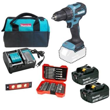 Imagem de Parafusad 18v Makita Dhp490wf1bp + 2bat 3a + bits e nível
