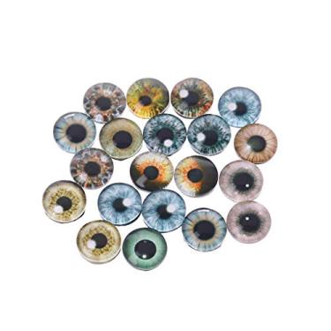 Imagem de FGDTREE 20 peças de olhos de boneca de vidro, globos oculares de animais feitos à mão, acessórios de olho de dinossauro, adequados para bonecas de crochê, fantoches e