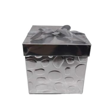 Imagem de Kit de 2 Caixas de Presente Decorativas – Laço Brilhante Elegante, Ideal para Natal, Aniversário e Casamento(PRATA)