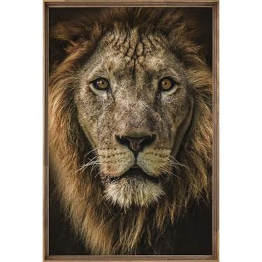 Imagem de Quadro Decorativo Tela Sala Hall Quarto 63x93cm Marrom Leão