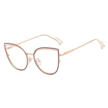 Imagem de Óculos de grau de titânio de plástico tipo olho de gato, ultra fashion para homens e mulheres (C2 pasta de feijão roxa)