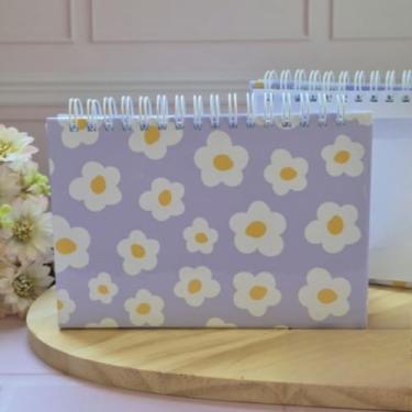 Imagem de Calendário 2026, Design Floral, AdoráVel e Compacto, Ideal Para DecoraçãO de Mesa, Resistente à Umidade(Floral Lilás)