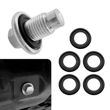 Imagem de Dogary 1 plugue de drenagem de óleo M12 x 1,75, parafuso de porca de drenagem de cárter de óleo com arruela de esmagamento antivazamento de 5 peças, peça de reposição OEM # EJ7Z-6730-A 10017615