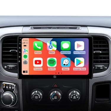 Imagem de Rádio estéreo de carro de 10,2 polegadas para Dodge Ram Pickup 1500 2500 3500 2013 2014 2015 2016 2017 2018 sem fio CarPlay e Android Auto, tela sensível ao toque HD, Android 13, navegação GPS, câmera