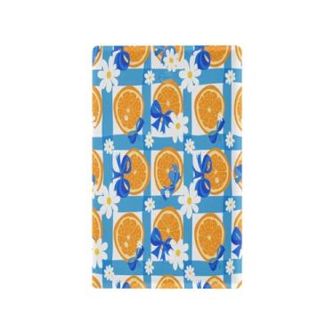 Imagem de Wassud Crie um padrão sem costura com fatias laranjas-decoradas-com-arcos azuis e margaridas brancas em um azul - uma placa de cobertura de interruptor de luz decorativa capas de tomada placa de