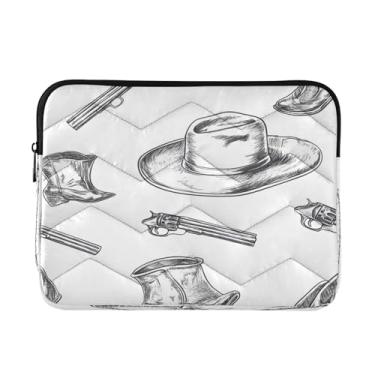 Imagem de STAYTOP Chapéu de cowboy norte-americano e arma macia e resistente a impactos bolsa para laptop, bolsa protetora para notebook de 13 a 14 polegadas