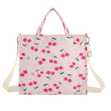 Imagem de CEBUGI Bolsa feminina pequena Cherries com alça de ombro ajustável para trabalho, faculdade, viagem, P, A77, Small