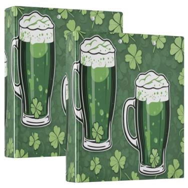 Imagem de Burbuja Pasta St. Patrick Beer com 3 argolas de 3 cm para trabalho de escritório, fichário aberto D serve para papel tamanho carta com vista clara, 2 bolsos, pacote com 2