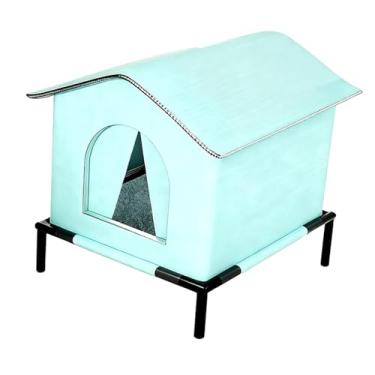Imagem de Fenteer Casinha para Gatos ao Ar Livre com Pés Elevados, ao Vento, Quente e Impermeável, Abrigo para Gatos de Rua, Tenda para no Inverno, Jardim, M
