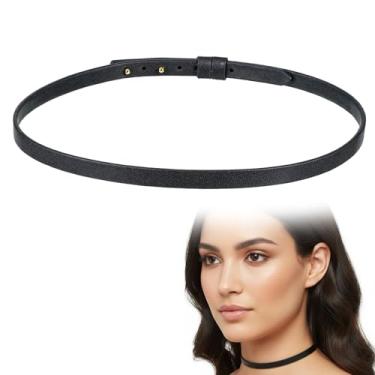 Imagem de Josojoou Gargantilha preta feminina, gargantilha gótica de poliuretano, gargantilha punk ajustável para mulheres, para uso diário, festas, Halloween, Natal (33-36,5 cm preto)