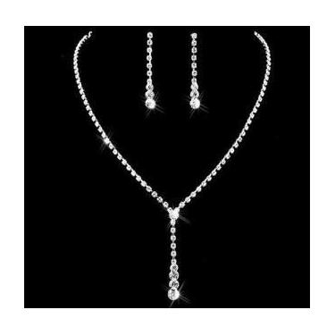 Imagem de Conjunto Colar e Brinco de Brilhante Luxo Festas Casamentos e Debutant
