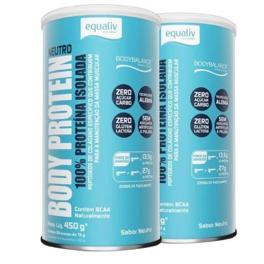 Imagem de Kit 2 Body Protein Isolado Neutro 450g - Equaliv-Unissex