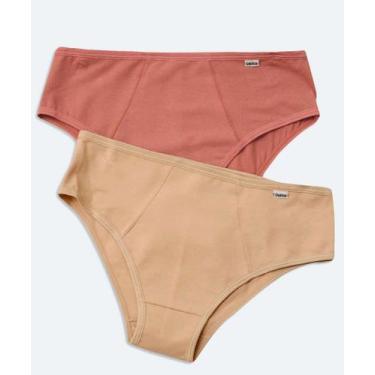 Imagem de Kit 2 Calcinhas Alta Básicas DelRio-81955, Rosa e Bege, GG