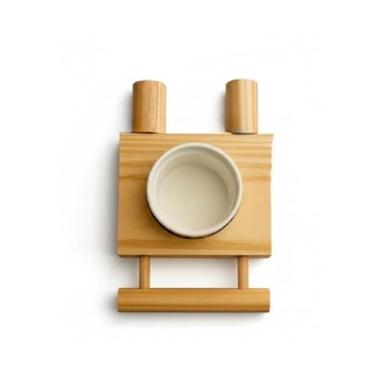 Imagem de Comedouro em cerâmica estilo gaiola para papagaios, periquitos e agapornis, garantindo segurança e higiene. (Porcelana,Comedouro Individual)