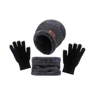 Imagem de Conjunto De Gorro, Cachecol E Luvas De Veludo Quente Para Inverno Para