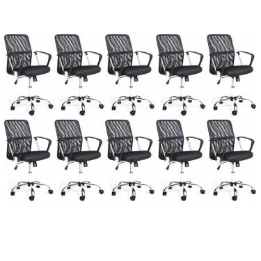Imagem de Kit 10 Cadeiras de Escritório Diretor Comfort Preto