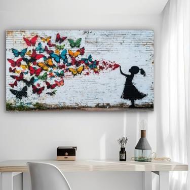 Imagem de Arte de parede em tela rústica Butterfly Burst - Pôster sem moldura de 30 x 61 cm - Decoração de casa e escritório para sala de estar, quarto, cozinha e café