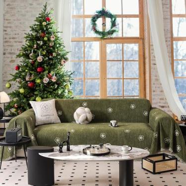 Imagem de Capa de sofá de flor de chenille grossa para poltrona poltrona reclinável 3/4 almofada para sofás de animais de estimação, antiderrapante, elástico, protetor de móveis 188 x 389 cm