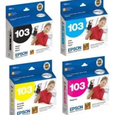 Imagem de Cartucho De Tinta Epson T103 kit 4 Cores Preto, Magenta, Ciano, Amarelo | T103120 t103320 T103220 T103420| T30 T40 T1100