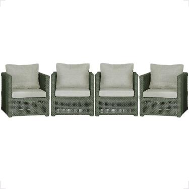 Imagem de 4 Poltronas Madri Alumínio Corda Náutica Estofado 3 Trama Verde