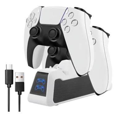 Imagem de Base de Carregamento PS5, Estação de Carregamento P/2 Controles Sem Fio PS5, Base Dock Charger Dupla Rápida com LED, Suporte Estável - USB-C
