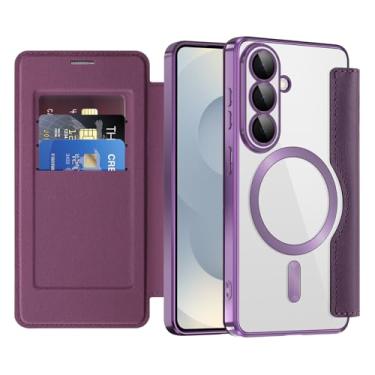 Imagem de COTDINFOR Capa carteira magnética para Samsung Galaxy S26 com suporte para cartão [bloqueio RFID] [compatível com MagSafe] [compatível com MagSafe] capa de proteção de poliuretano termoplástico