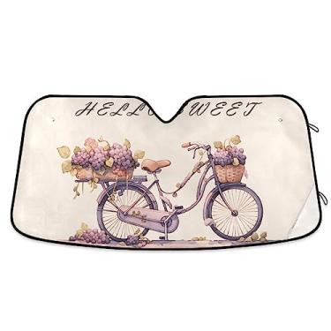 Imagem de Viseira de sol de bicicleta uvas roxas para para-brisas de carro, persianas de carro para janelas dianteiras, proteção UV dobrável para janela de carro, acessórios de verão para carro