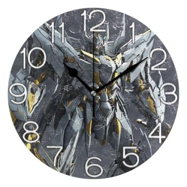 Imagem de GAIGEO Relógio de parede analógico decorativo operado por bateria silencioso relógio de cozinha fofo, decoração de parede retrô moderna art déco, lâmina de aço Titan Gold, 25 cm, ponteiros pretos