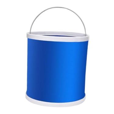 Imagem de KiBcsLic Balde de água dobrável, balde de pesca multiuso, prático e portátil, em tecido Oxford, ideal para casa, mochilão, pesca, cozinha e trilhas, 9l