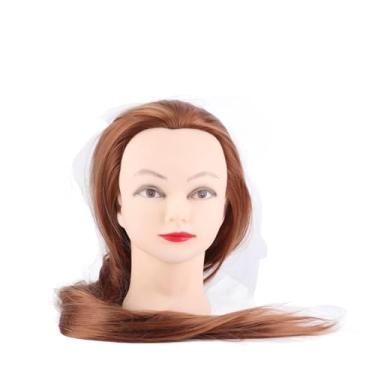 Imagem de Generic Cabeça de Manequim para Treinamento de Cosmetologia, Cabeça de Cabelo Grosso para Prática de Cabeleireiro, Treinamento de Maquiagem para Professores de Beleza, Marrom Dourado