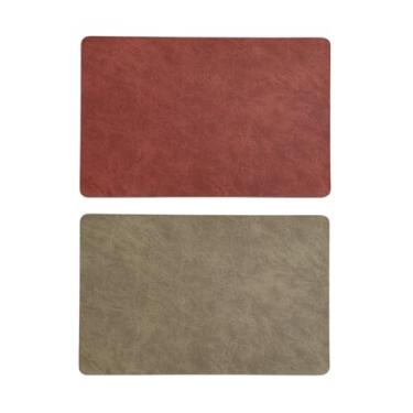 Imagem de Kit Jogo Americano Dupla Face em Couro 4 ou 6 Unidades para Mesa de Jantar Jogo Americano Impermeável Antiderrapante (VINHO,6 PEÇAS)