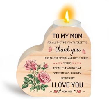 Imagem de Presentes de aniversário para mãe - Presentes de aniversário para mãe de filha filho castiçais de madeira em forma de coração Dia das Mães, Natal, Dia dos Namorados, presentes para mães, mães