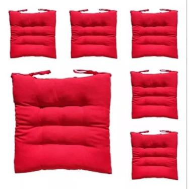 Imagem de Kit com 4 Almofadas Assento Futon Quadrado 40x40cm - Confortáveis, Ideais para Sala, Quarto e Piqueniques (Vermelho)