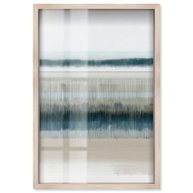 Imagem de Tapeçaria da Costa II Shadowbox Print Blue Wall Decor por Art Remedy, moldura loira, 53 x 78 cm