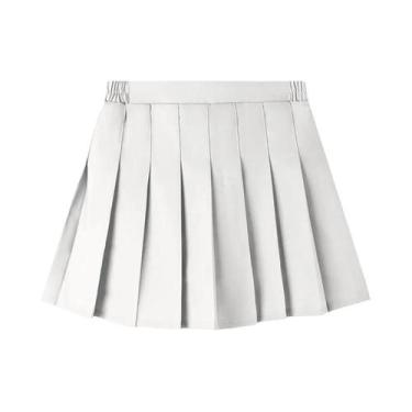 Imagem de Saia Mini Plissada De Cintura Alta Para Meninas Adolescentes, Cor Sóli