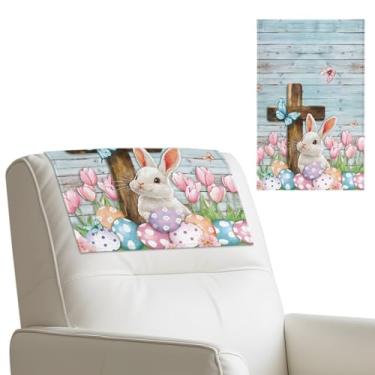 Imagem de Merkmak Capa para cadeira reclinável com gancho e laço, protetor de cabeça de sofá, 1 peça protetora de móveis para poltrona reclinável, capa de apoio de cabeça para cadeira de escritório, coelhinho