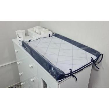 Imagem de Trocador De Cômoda Anatômico Americano Plastificado Azul Marinho Com B