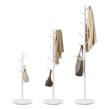 Imagem de Tujurich Cabide com 8 ganchos, árvore moderna, suporte de roupas de metal resistente e base de pedra sinterizada para entrada, escritório, quarto, armazenamento estável em casacos, chapéus, bolsas e
