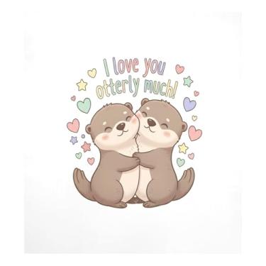 Imagem de Blueangle Capa magnética de lontras de desenho dos namorados, capa frontal para lava-louças, adesivos de eletrodomésticos, adesivos de eletrodomésticos, 58 cm C x 66 cm, adesivo magnético decorativo