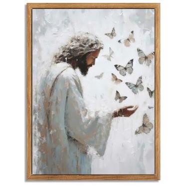 Imagem de Tela emoldurada Jesus arte de parede redenção cristã decoração de parede Jesus dá nova vida pintura arte crenças religiosas impressões de pôster para sala de oração quarto sala de estar 40,6 x 61 cm